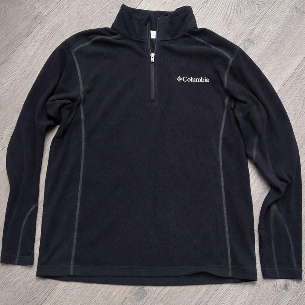 Columbia Black Quarter Zip Fleece Pullover Mens Medium Lightweight Outdoor - Picture 1 of 2